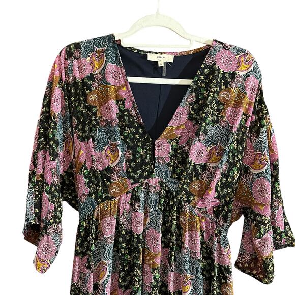Entro Boho Floral Maxi Dress V-Neck Kimono Sleeve Multicolor Festival Size M - Picture 4 of 9